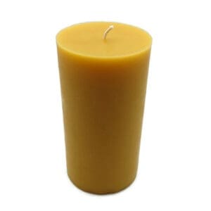 Pure Beeswax Plain Pillar Candle Natural Gold Color 6 inches tall