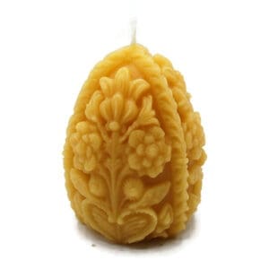 Beeswax Candle Carved Faberge Easter Egg Shaped Candle White or Natural
