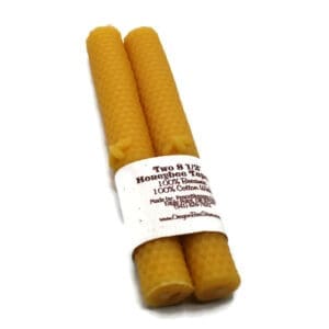 Beeswax Candles Tapers Set of Two with Honeybee Embellishment