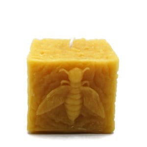 Beeswax Candle Rustic Square Bee Pillar in Pure Beeswax