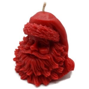 Pure Beeswax RED Santa Saint Nick Bust Head Christmas Candle