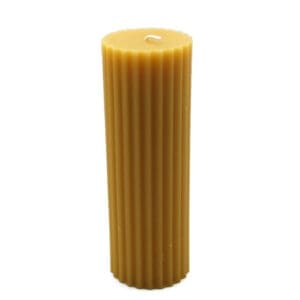 Beeswax Candle Fluted Pillar 2″ X 6.25″ Tall Natural Gold Color
