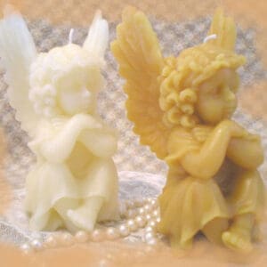 Pure Beeswax Sitting Angel Cupid Candle White or Natural