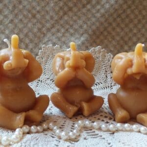 Beeswax Candle Shaped Hear/See /Speak No Evil Elephant Candles Set/3