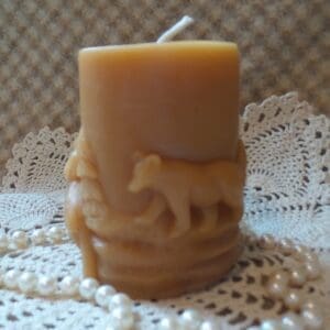 Beeswax Candle Bear and Cub Shaped Molded Pillar