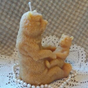 Beeswax Candle Bear Mama Bear and Cub Shaped Candle