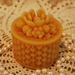 Pure Beeswax Rose Basketweave Shaped Candle