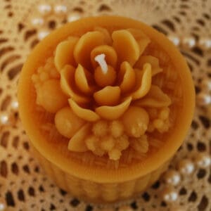 Pure Beeswax Rose Basketweave Shaped Candle