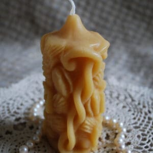 Beeswax Candle Small Carved German Pillar