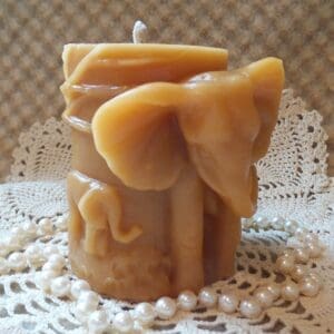 Beeswax Candle Elephant and Baby Shaped Molded Pillar