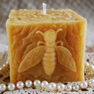 Beeswax Candle Rustic Square Bee Pillar in Pure Beeswax