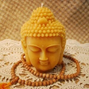 Beeswax Candle BIG Buddha Head Sadhana Meditation Contemplation Altar Candle