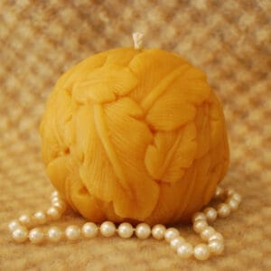 Beeswax Candle Spherical Primitive Carved leaf Ball Candle