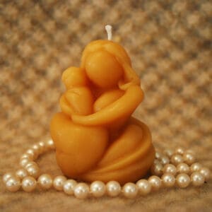 Beeswax Candle Shaped Mama Mother and Child Candle