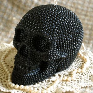 Beeswax Candle BIG Skull in BLACK