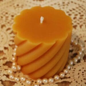 Pure Beeswax Swirl Pillar Candle Natural Gold Color