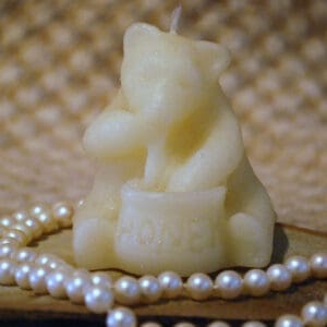 Beeswax Candle Hand Sculpted Pure Beeswax Honey Pot Bear White or Natural