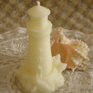 Beeswax Candle Lighthouse Light House Shaped Candle in White or Natural Gold